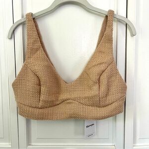 NEW Showpo. Melbourne Twill Tailored V Neckline Crop Top Bra in Stone Size US 8
